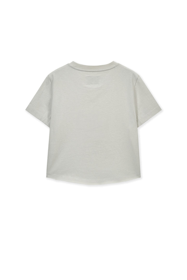 Matin Kim Graffiti Round Hem Crop Top — Cream