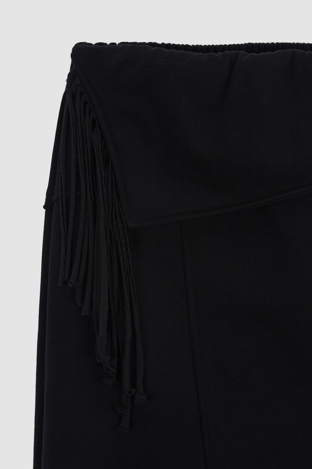 KIMMATIN Fringe Jersey Midi Skirt — Black