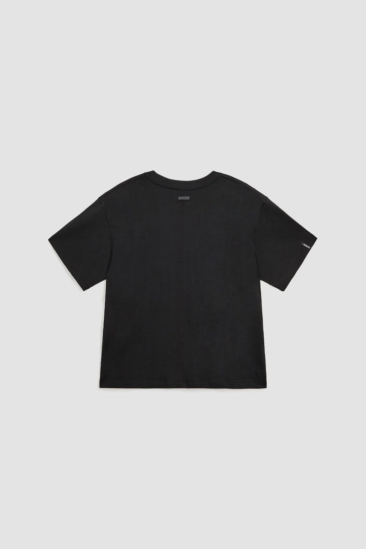 KIMMATIN Logo Embroidery Oversize Top — Black