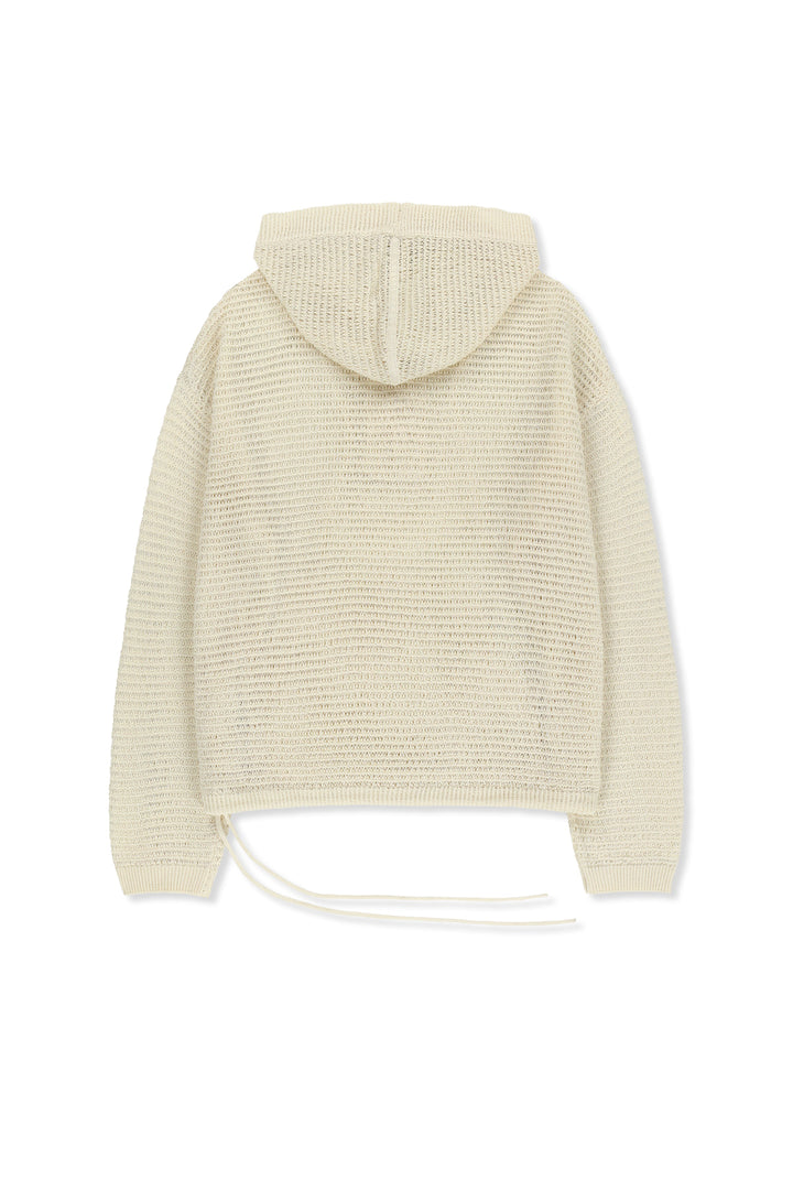 Matin Kim Oversized Mesh Knit Hoodie — Cream