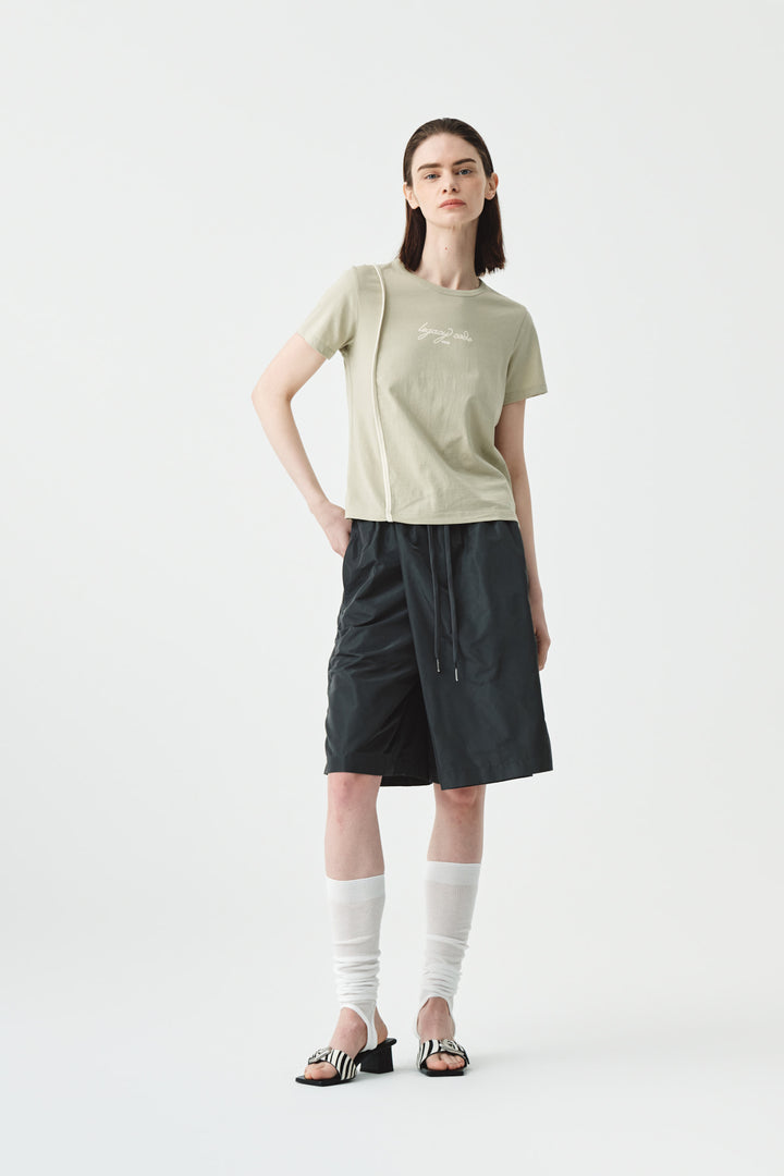 KIMMATIN Back Slit Slim Top in Light — Khaki