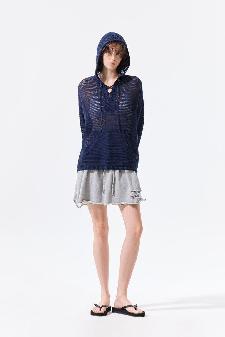 Matin Kim Distressed Terry Skort Shorts — Gray