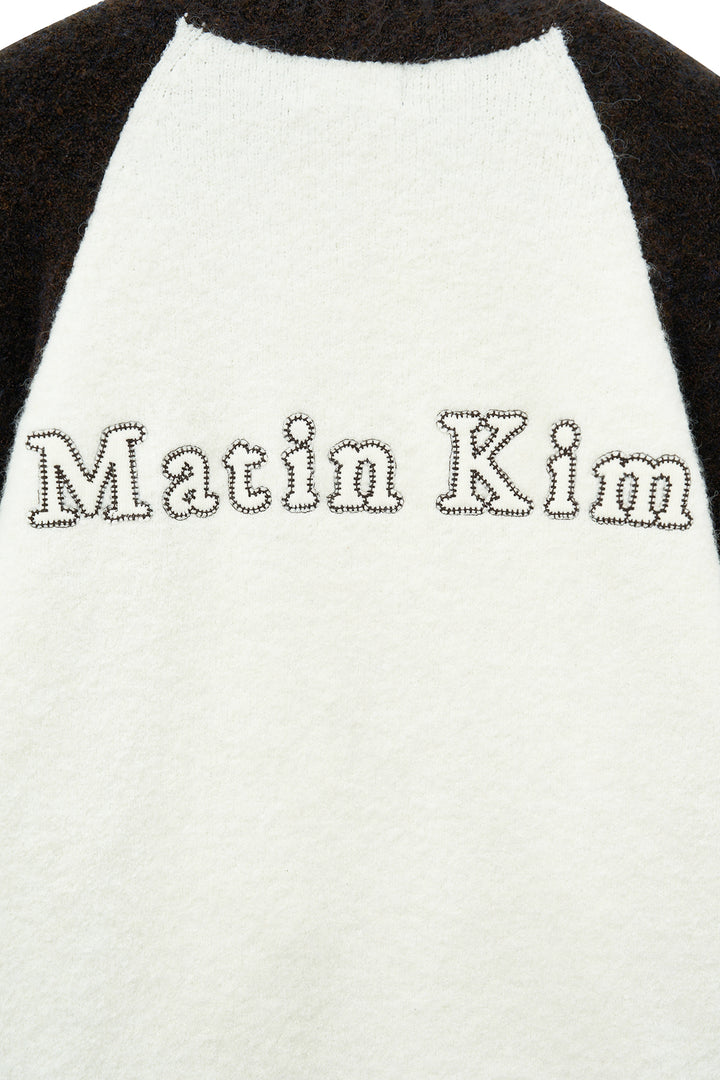 Matin Kim High Neck Raglan Zip Knit — Brown