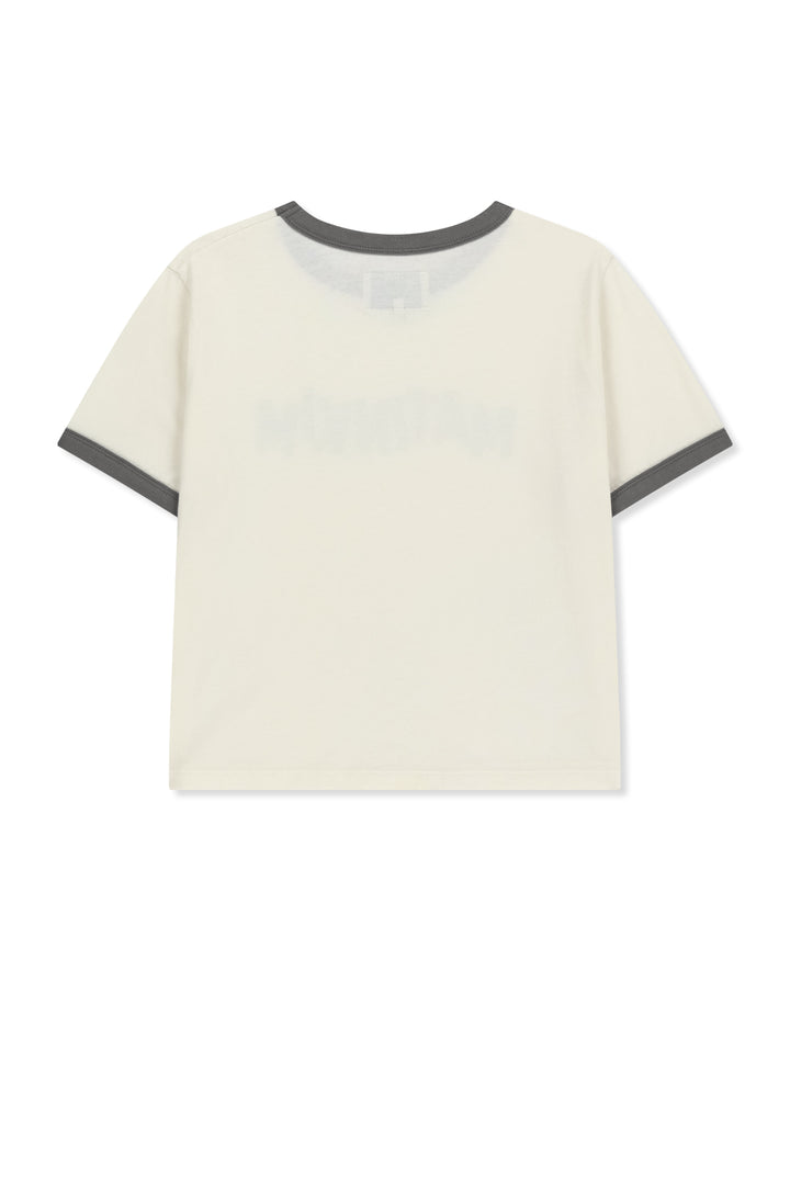 Matin Kim Logo Ringer Crop Top — Cream