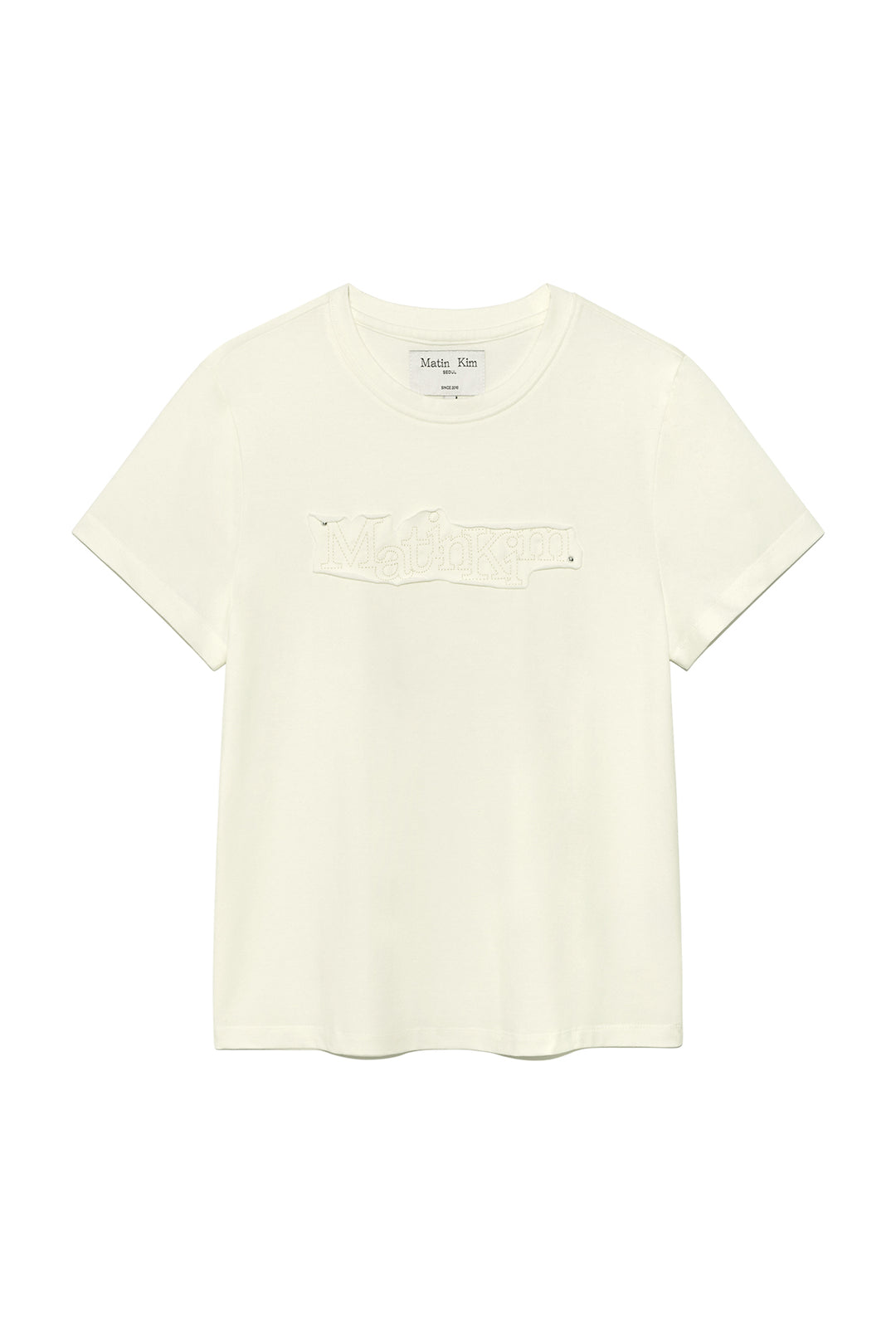 Matin Kim Applique Logo Patch Top — Cream