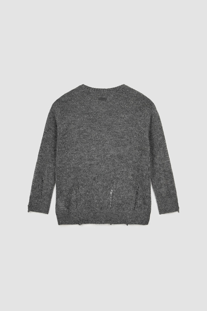 KIMMATIN Damage Detail Logo Pullover — Charcoal