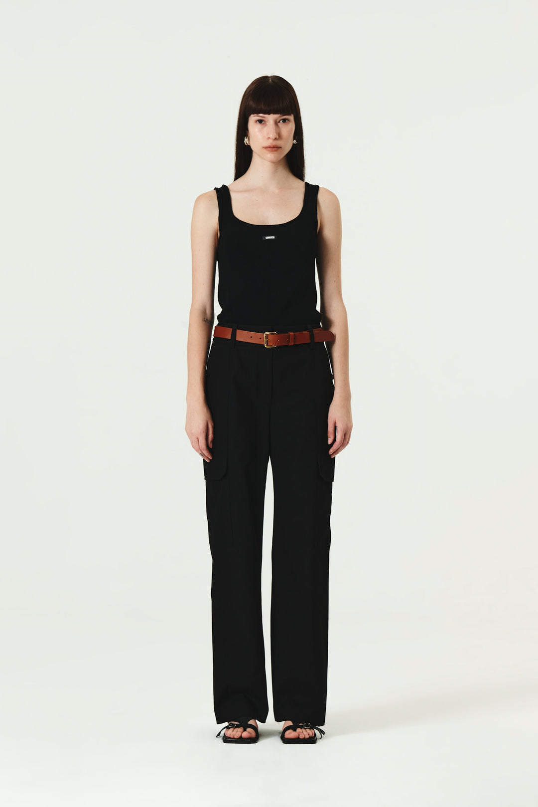 KIMMATIN Banding Straight Cargo Pants — Black