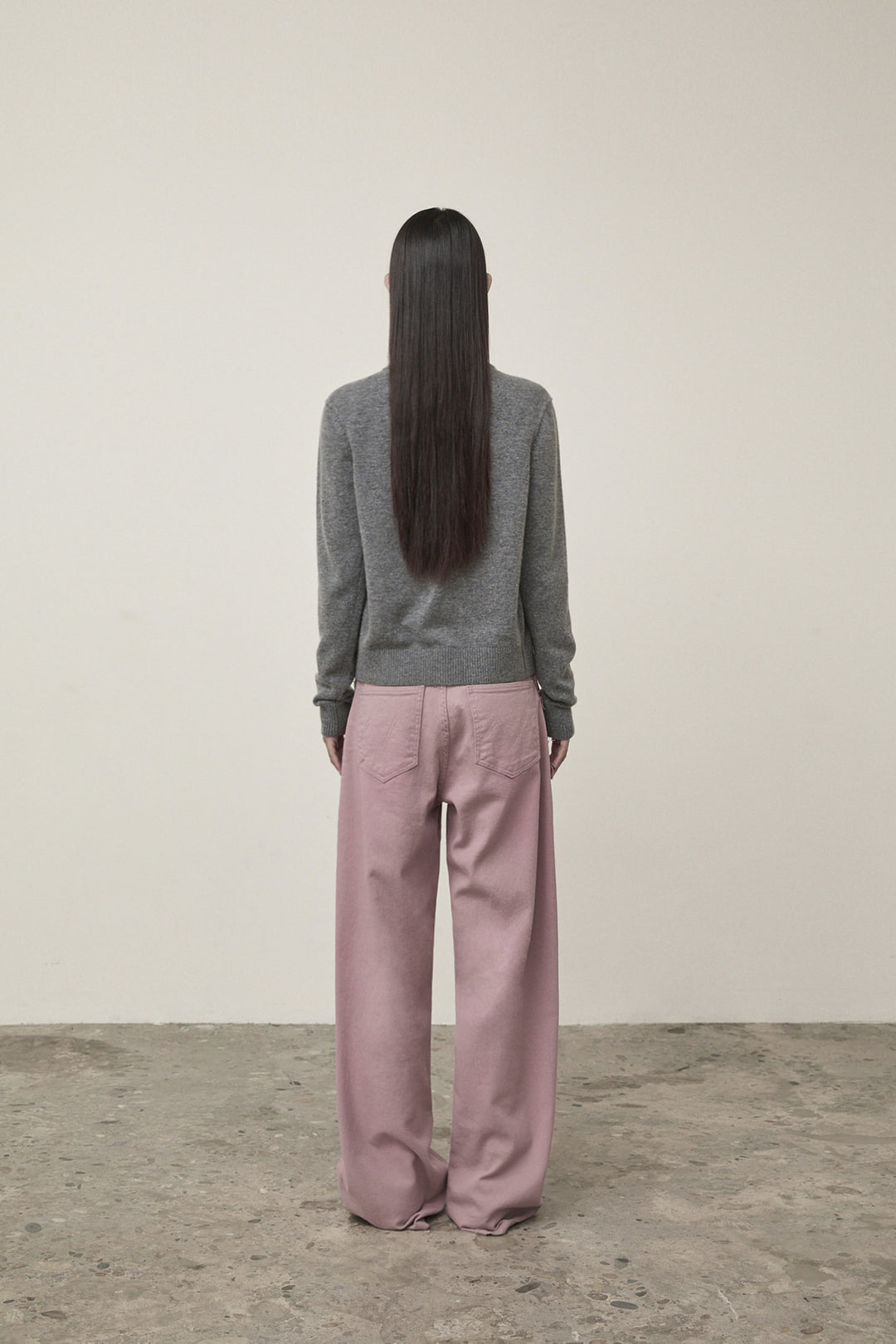 Matin Kim Cashmere Blended Round Knit Cardigan — Gray