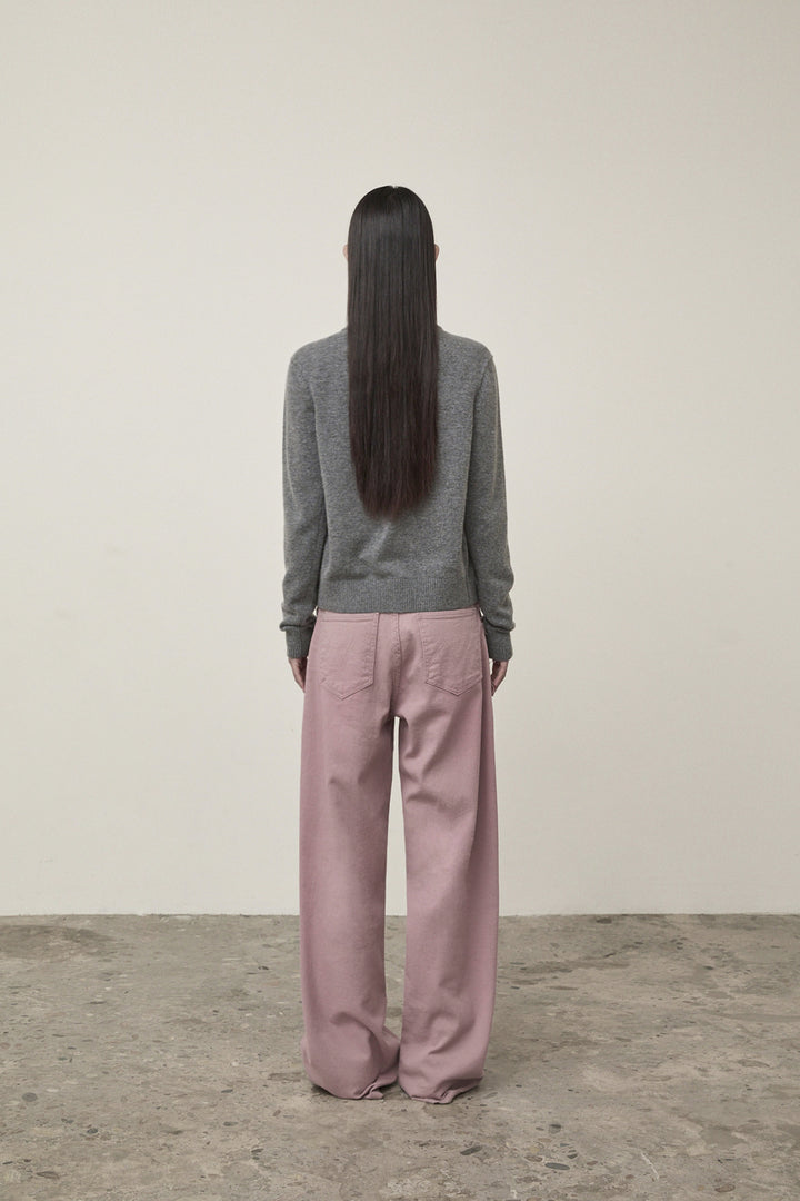 Matin Kim Cashmere Blended Round Knit Cardigan — Gray