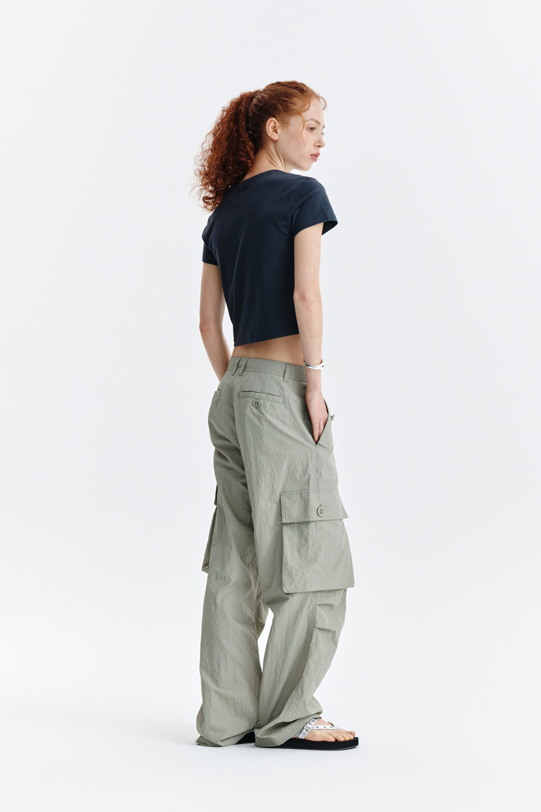 Matin Kim Dusty Typo Graphic Crop Top — Charcoal