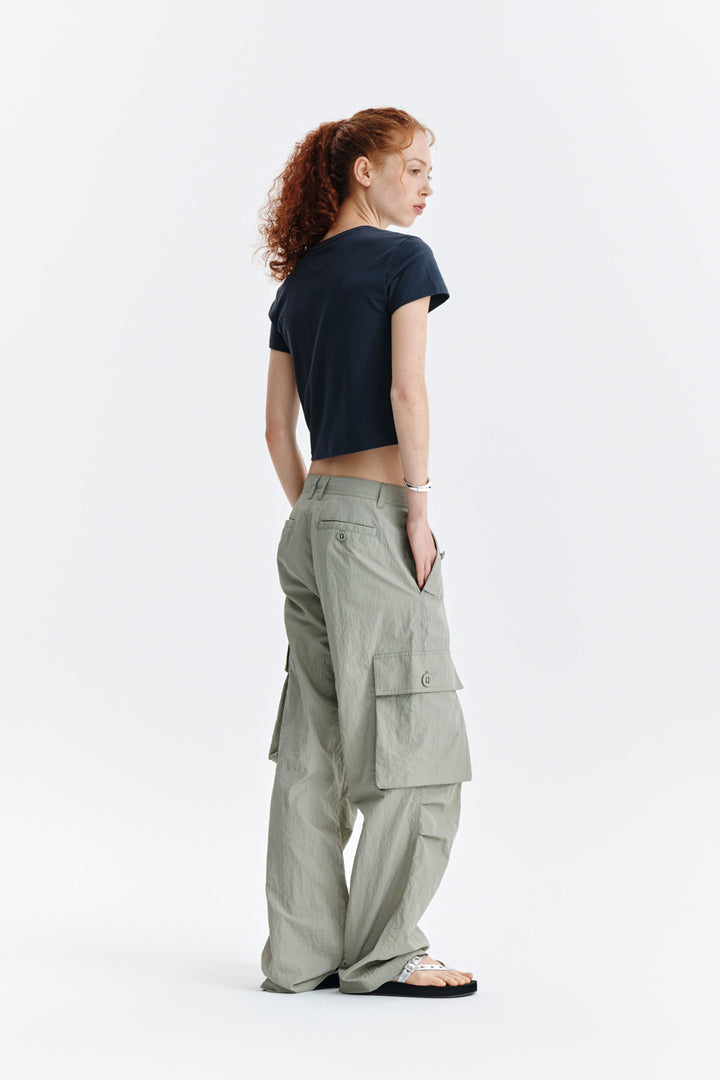 Matin Kim Dusty Typo Graphic Crop Top — Charcoal