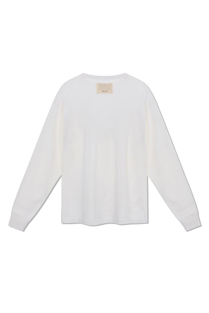 Matin Kim Patch Graphic Long Sleeve Top — White