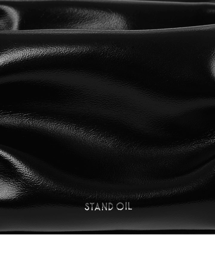 Stand Oil Pleats Bag — Glossy Tote — Black