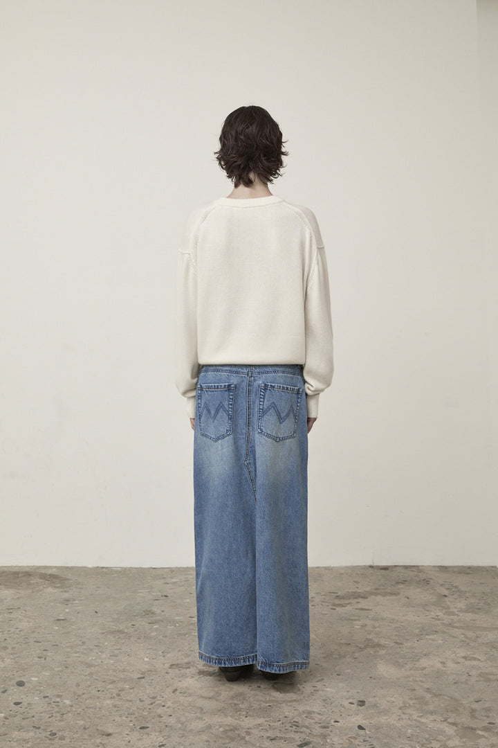 Matin Kim Color Trim Line Logo Pullover — Ivory