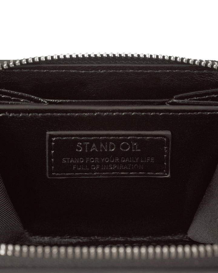 Stand Oil Post Wallet — Glossy Mini Cardholder — Maroon