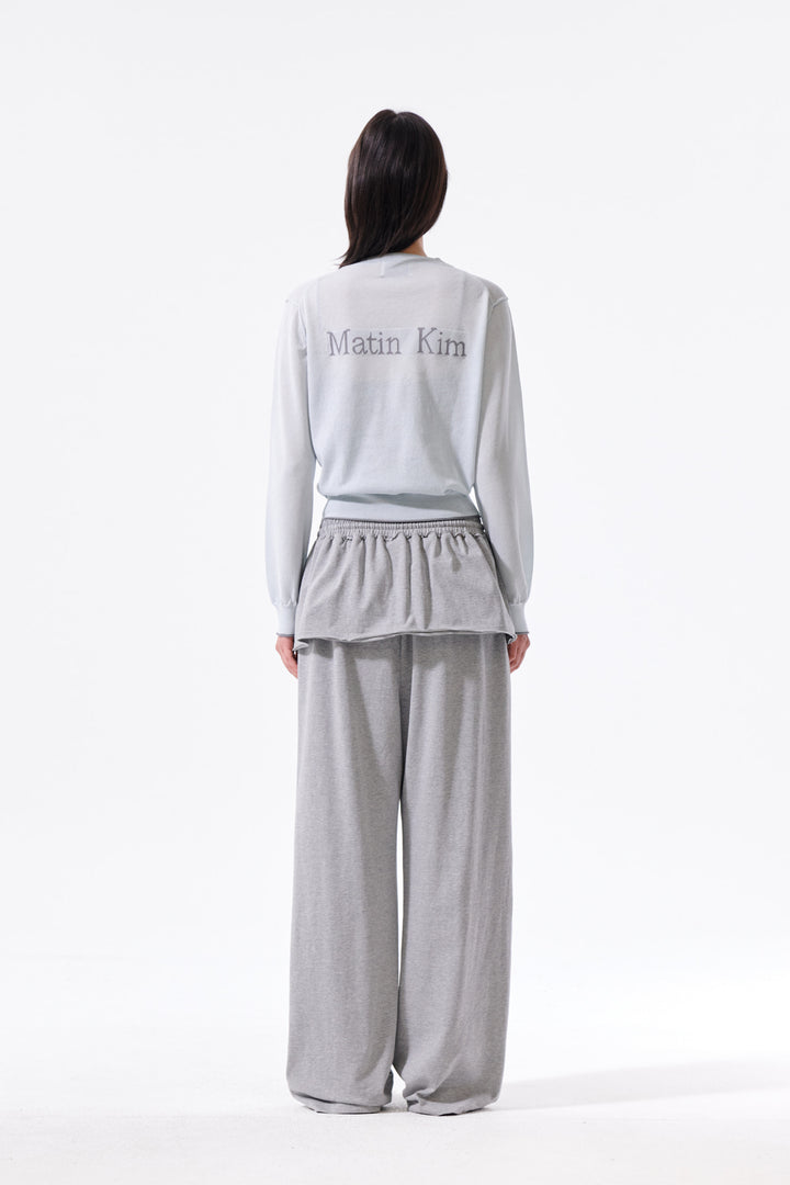 Matin Kim Layered Skirt Jersey Pants — Gray