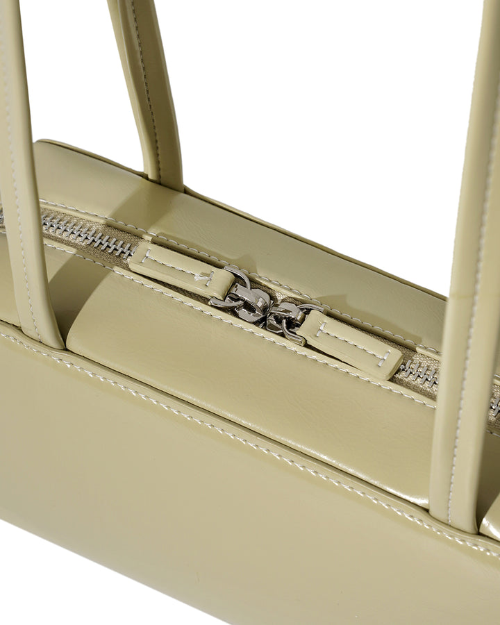 Stand Oil Post Bag — Square Box Shoulder Bag — Sand