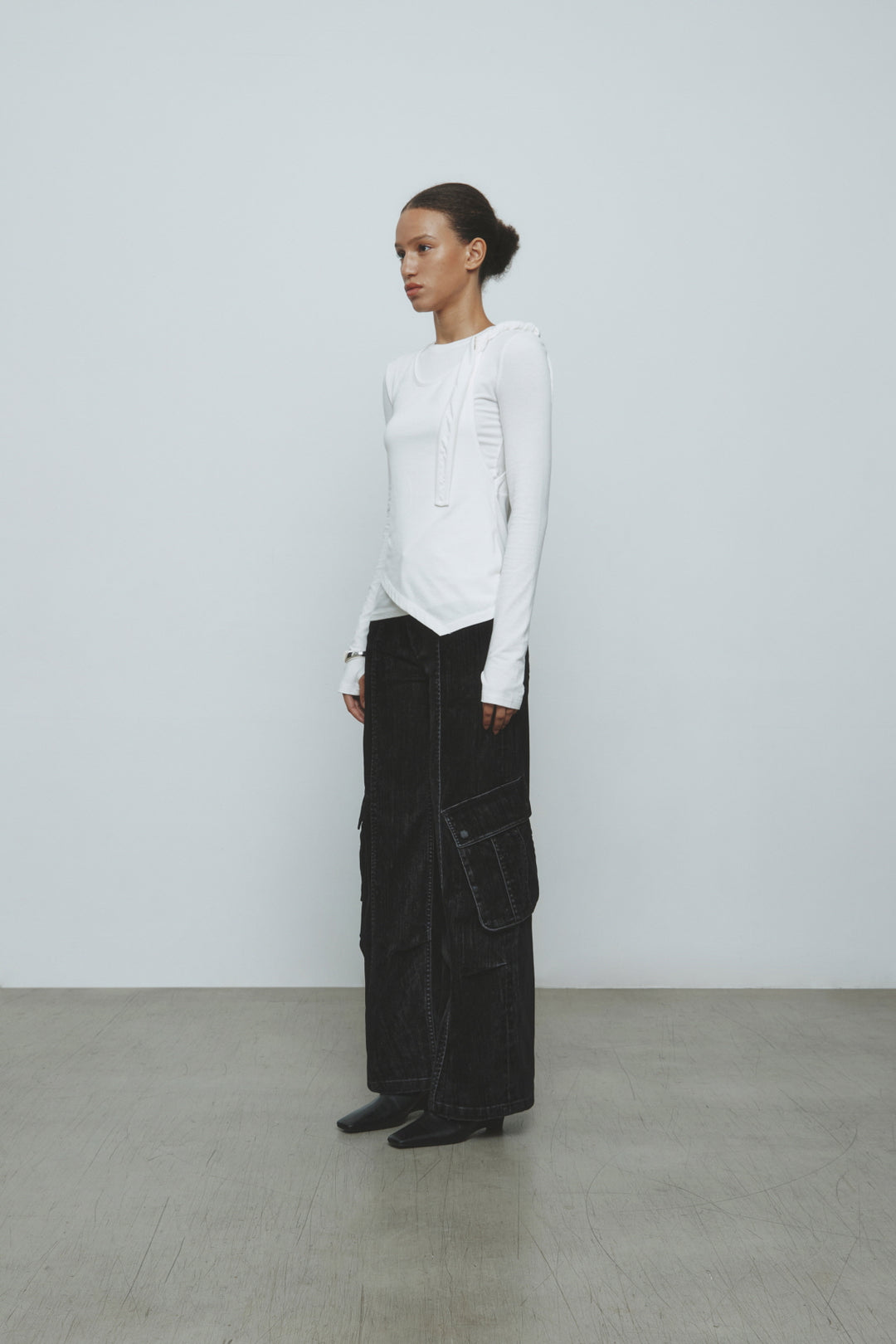 KIMMATIN Twist Strap Long Sleeve Top — Ivory