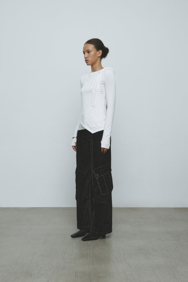 KIMMATIN Twist Strap Long Sleeve Top — Ivory