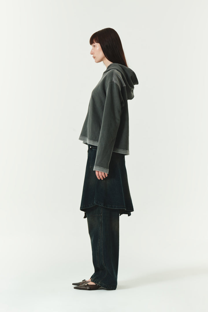 KIMMATIN Logo Point Pigment Dyed Hoodie — Charcoal