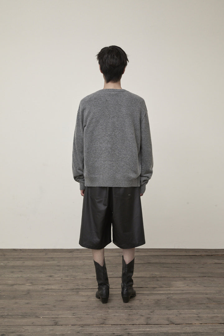 Matin Kim Cashmere Blended Round Knit Cardigan — Gray