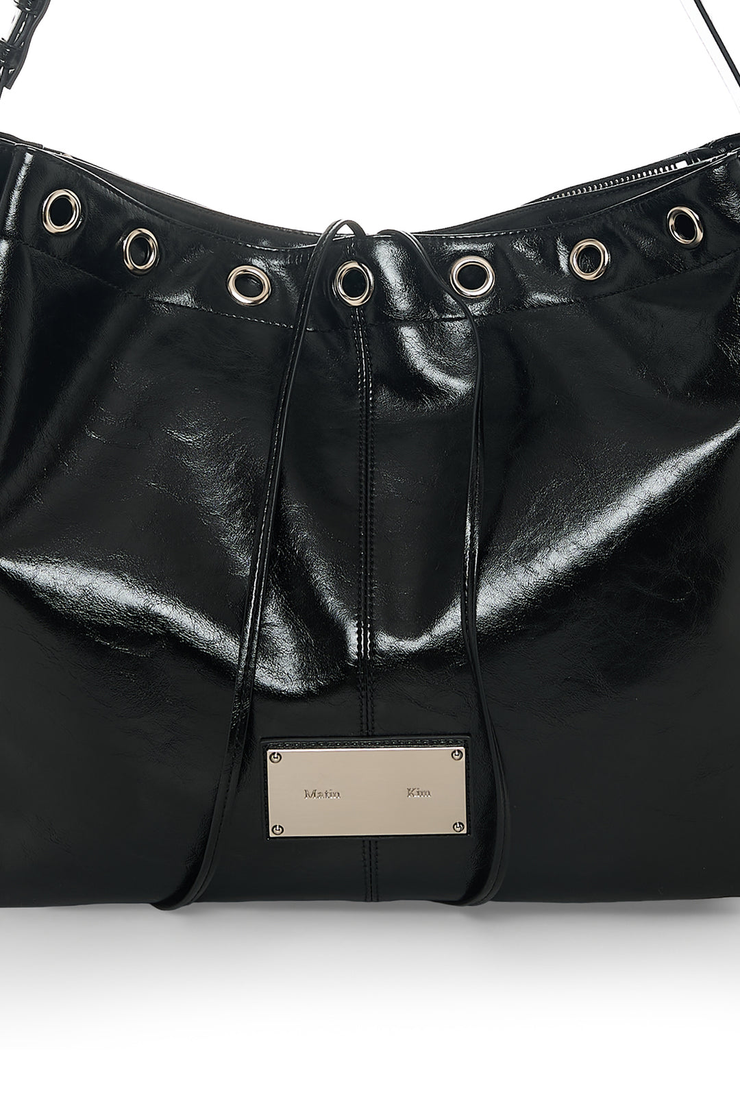Matin Kim Eyelet Point Layered Big Shoulder Bag — Black