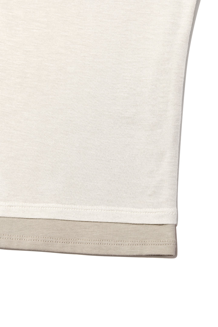 Matin Kim Pintuck Layered Slim Crop Top — Khaki