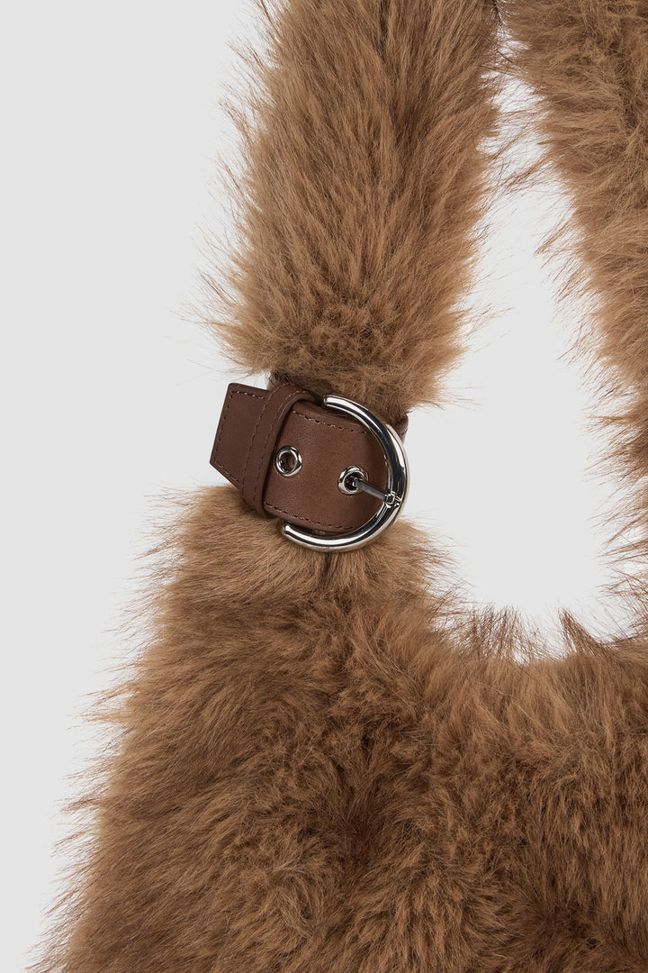KIMMATIN Fur Triangle Mini Bag — Brown