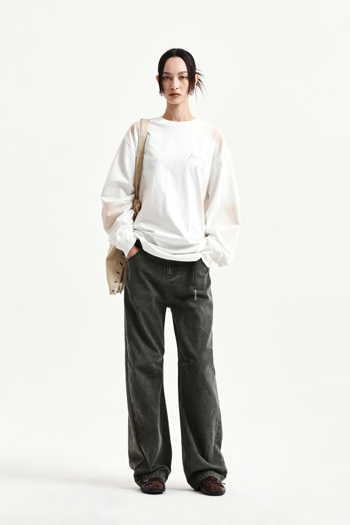 Matin Kim Vintage Washed Logo Top — Ivory