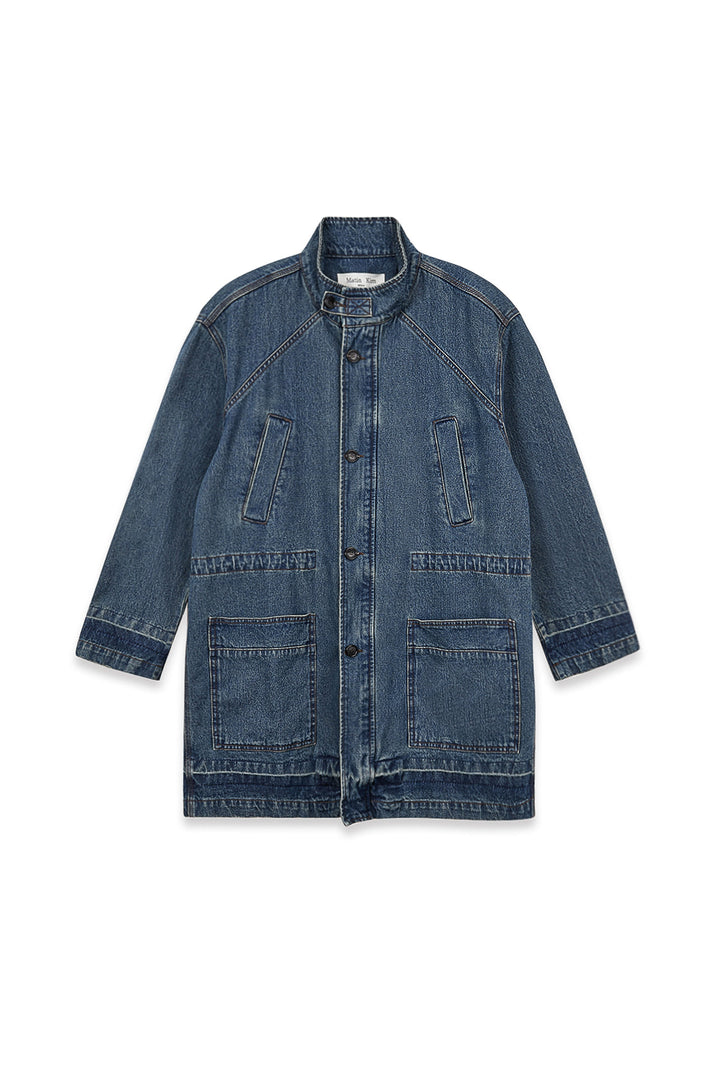 Matin Kim Pocket Point Midi Denim Jumper — Blue