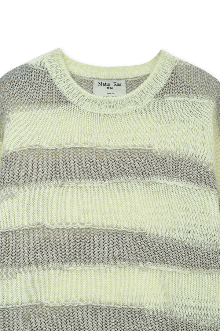 Matin Kim Texture Block Stripe Knit Pullover — Yellow