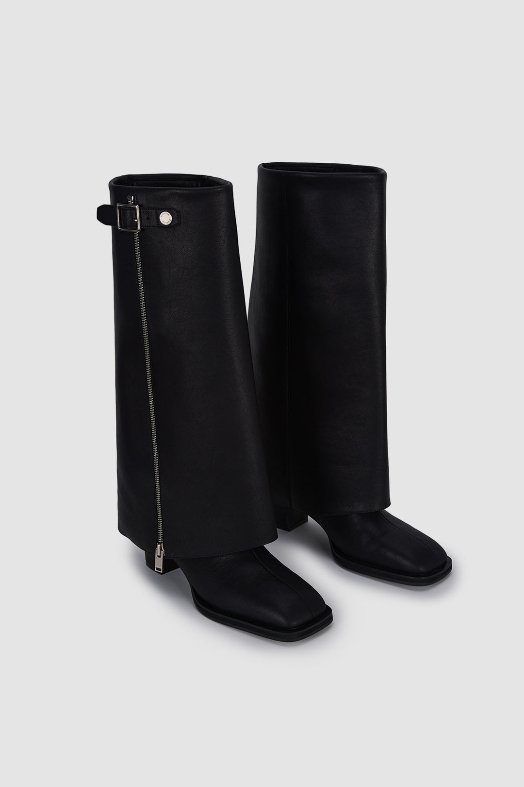 KIMMATIN Zipper Point Middle High Boots — Black