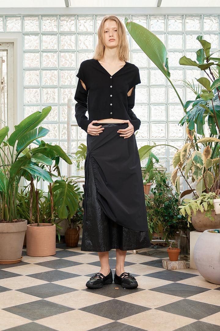 Matin Kim Slit Detail Button Cardigan — Black