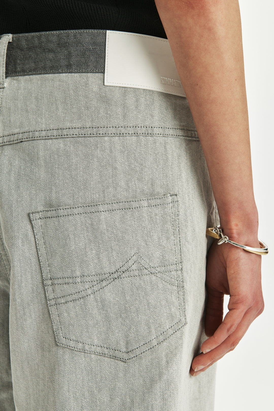 KIMMATIN Deconstruction Wide Denim Pants — Light Grey