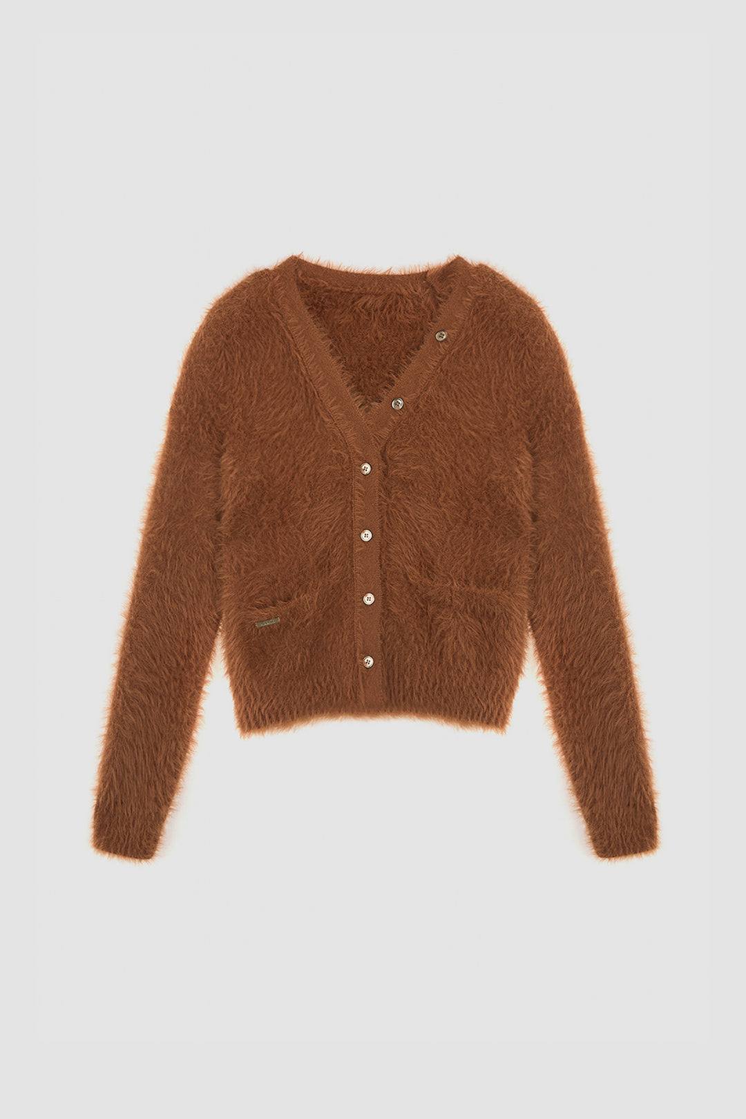 KIMMATIN Two Way Hairy Cardigan — Camel