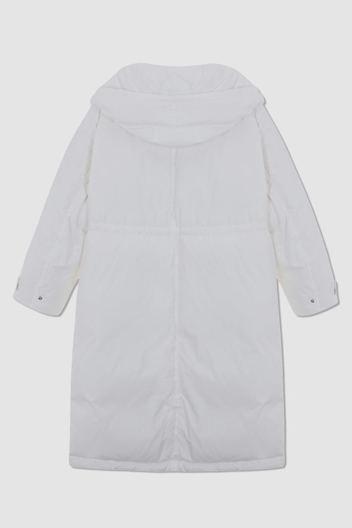KIMMATIN Draw String Long Down Jumper — White