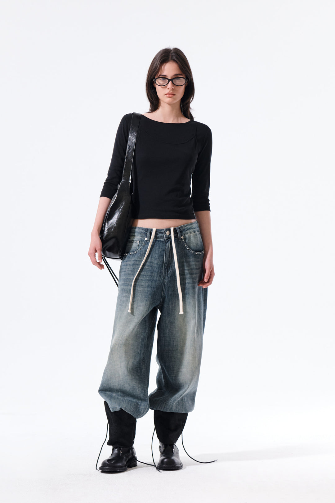 Matin Kim 3/4 Sleeve Layered Tank Top — Black