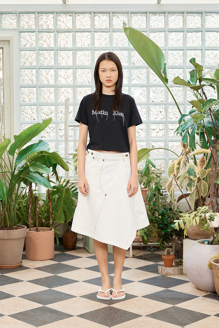 Matin Kim Logo Thread Point Crop Top — Black