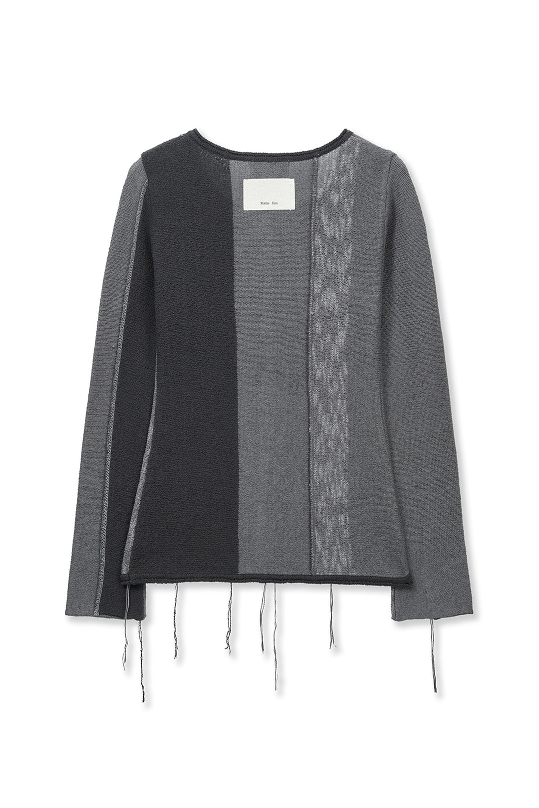 Matin Kim Color Block Slim Knit Cardigan — Charcoal