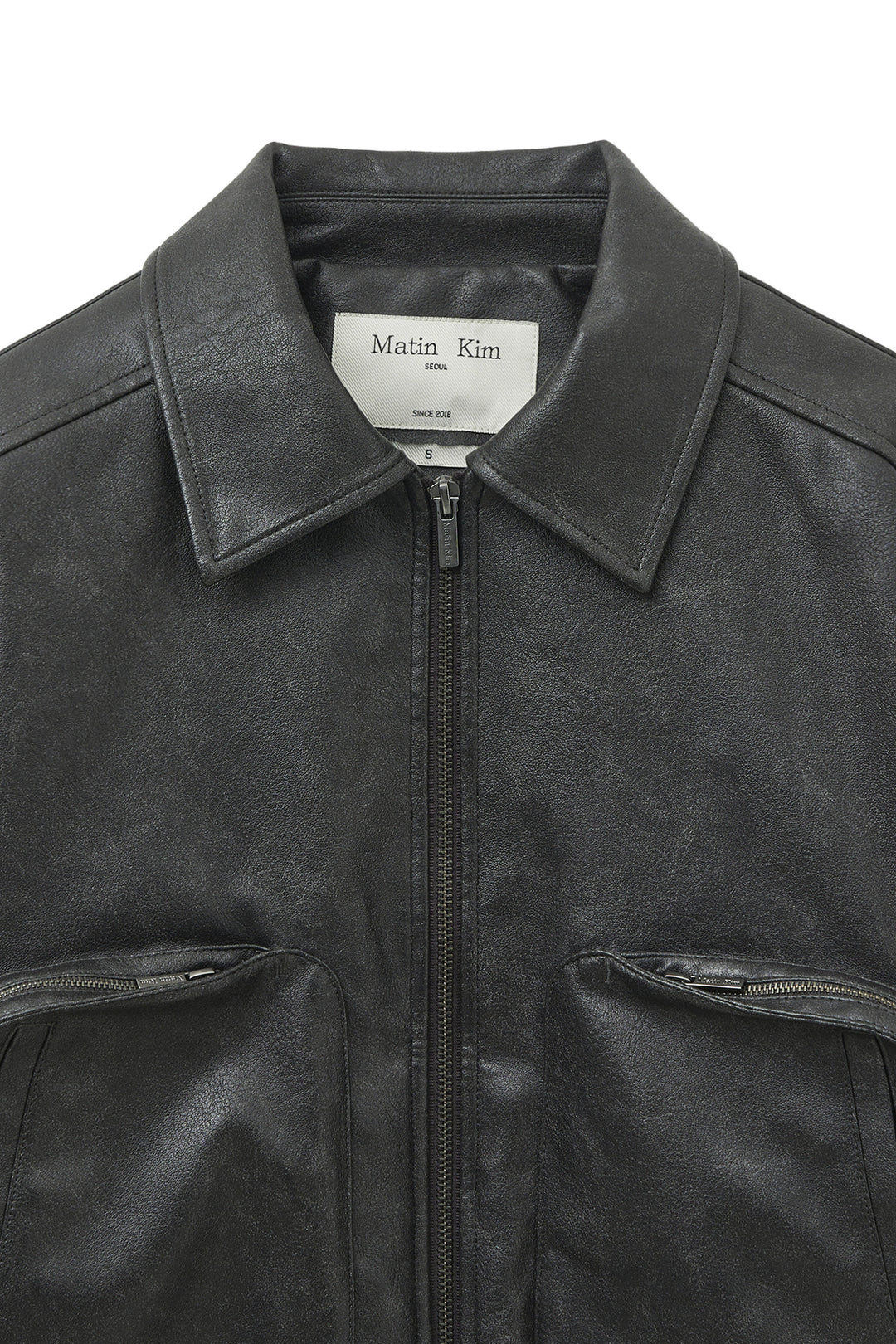 Matin Kim Faux Leather Overshirt — Charcoal