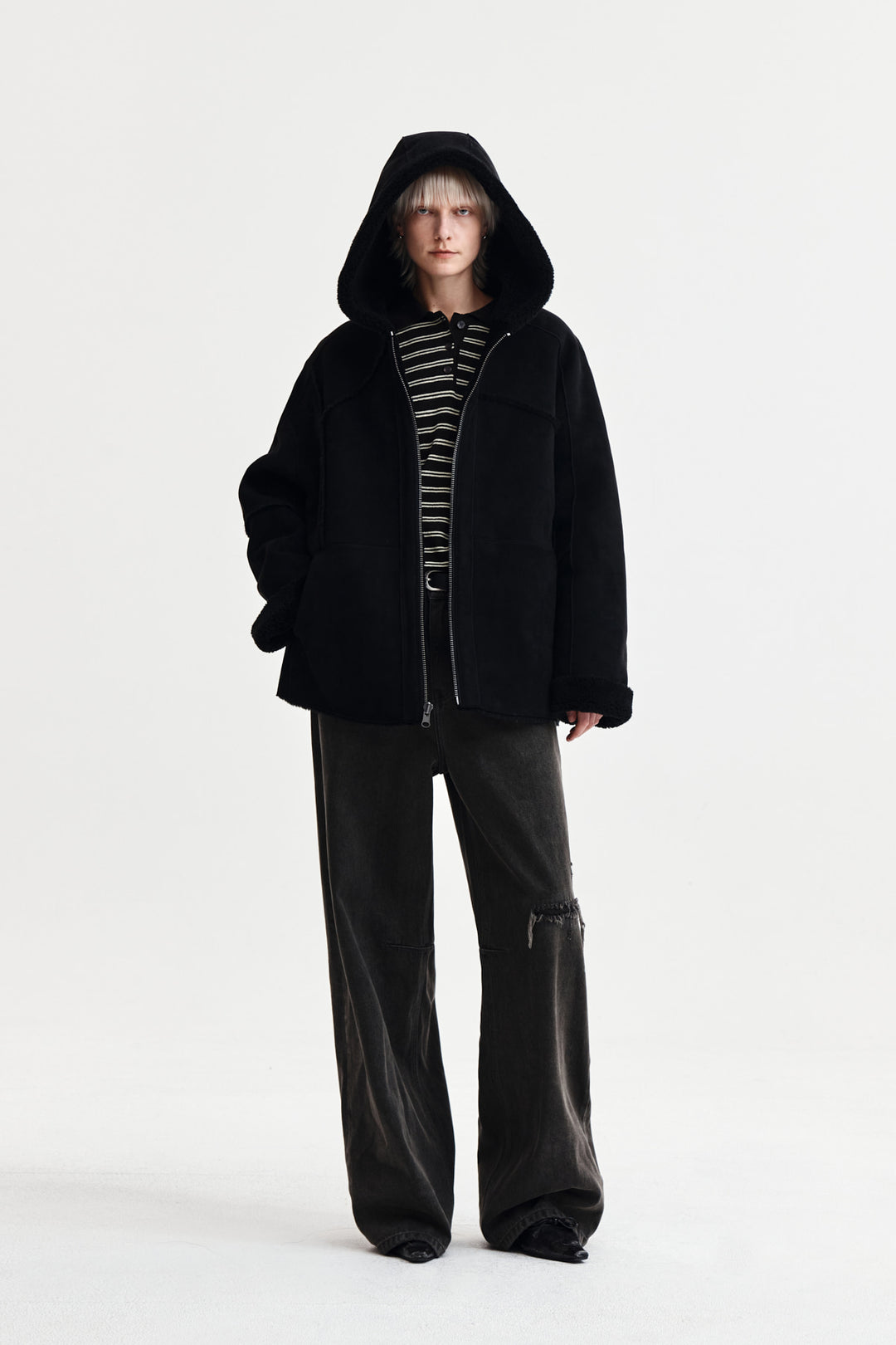 Matin Kim Reversible Hoody Mustang — Black