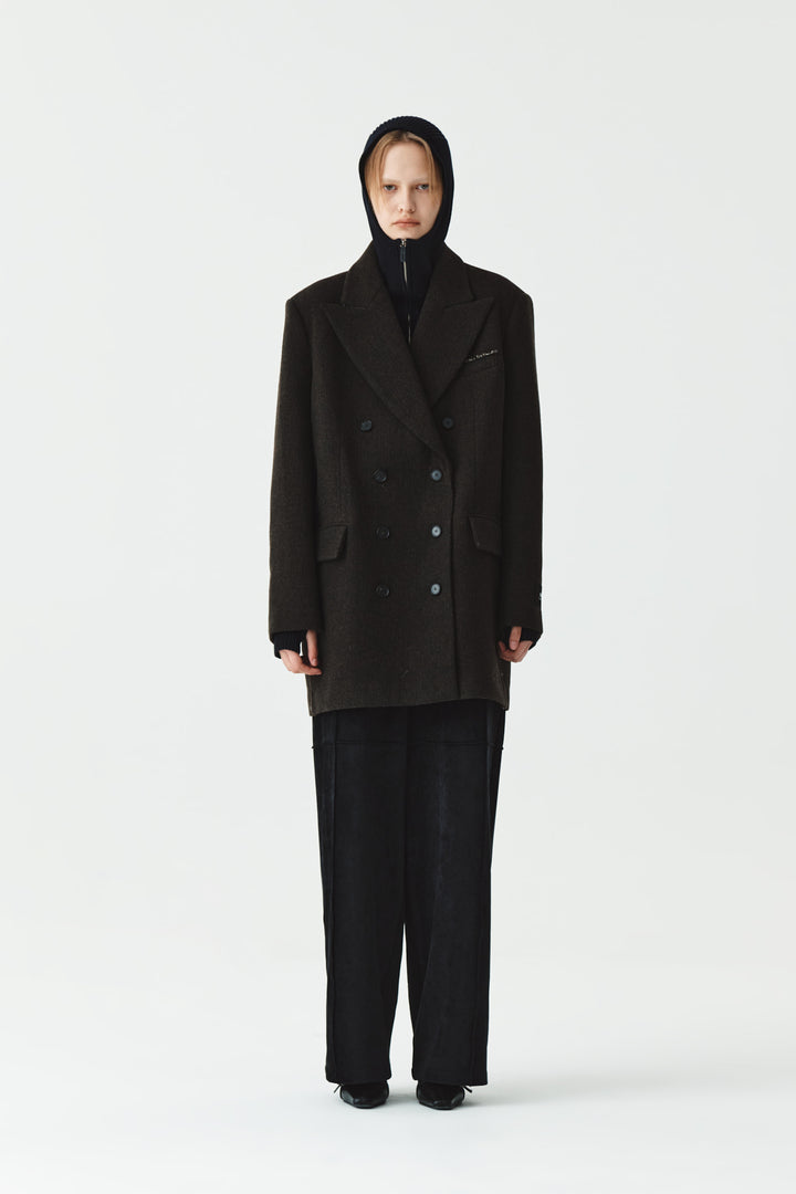 KIMMATIN Overfit Midi Double Coat — Brown
