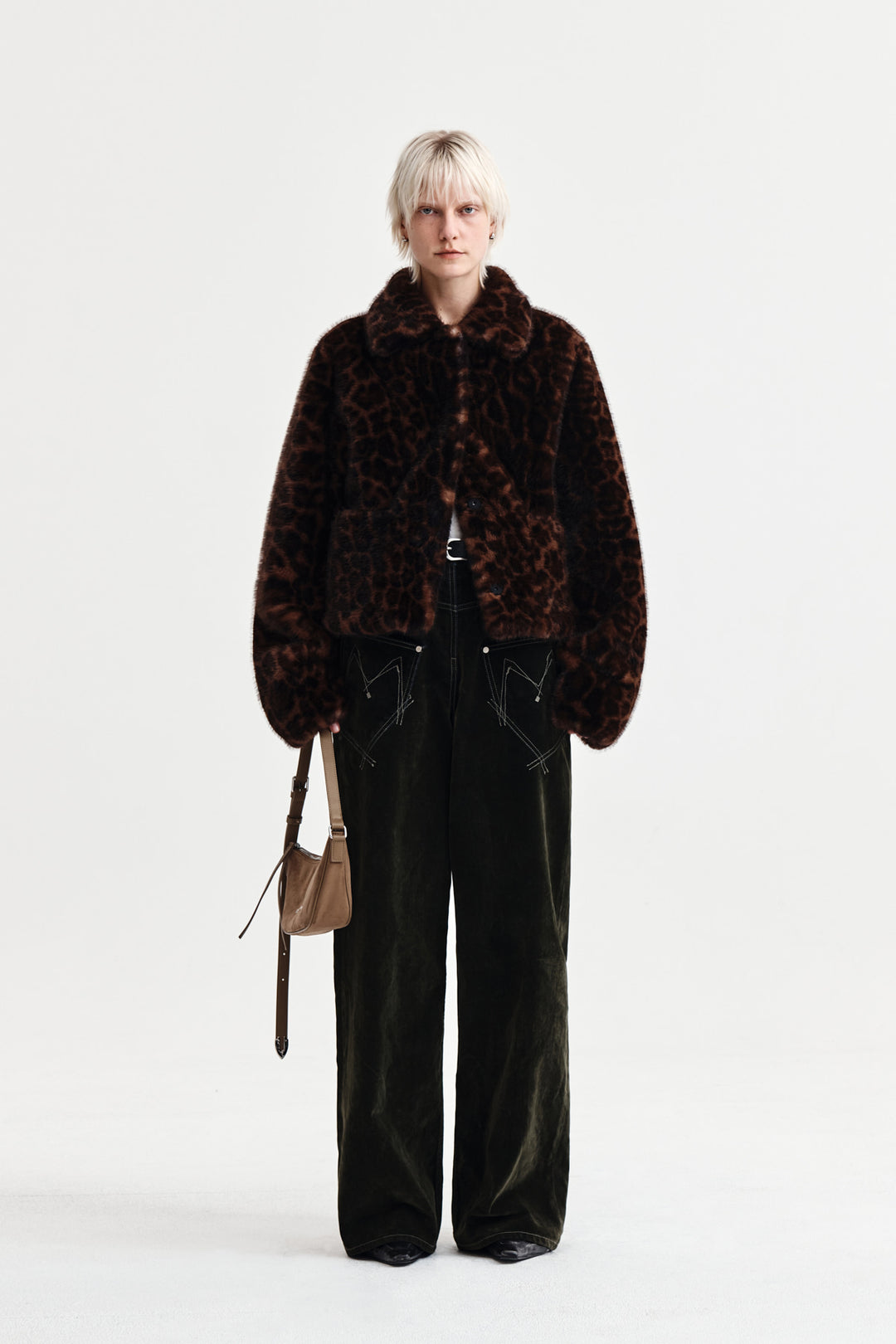 Matin Kim Reverse Velvet Wide Denim — Khaki