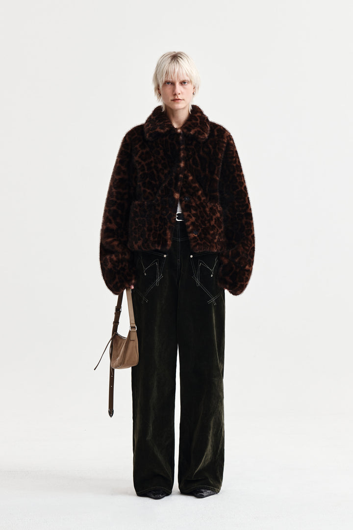 Matin Kim Reverse Velvet Wide Denim — Khaki