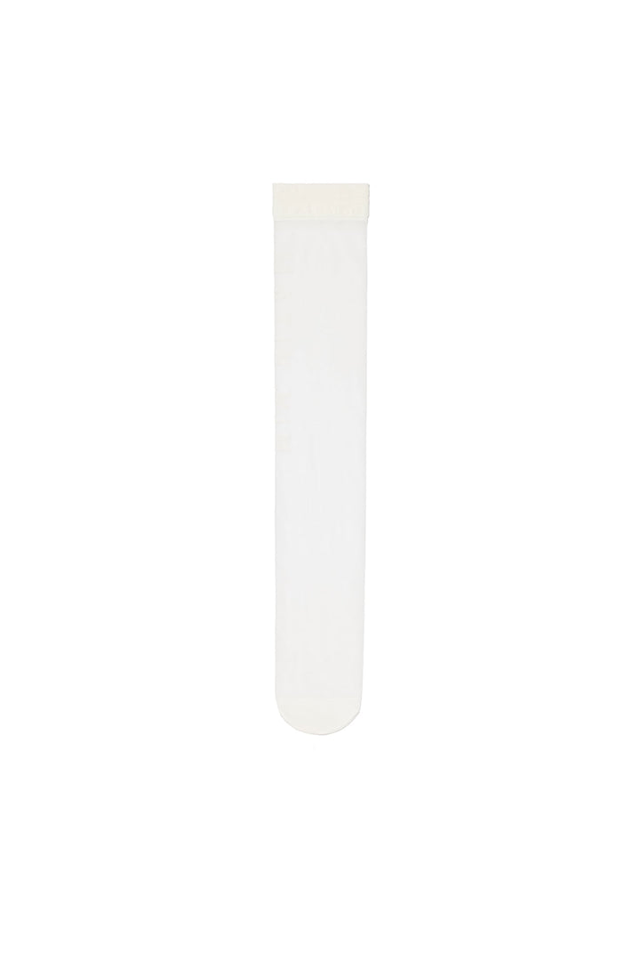 Matin Kim Logo Jacquard Sheer Knee Socks — White