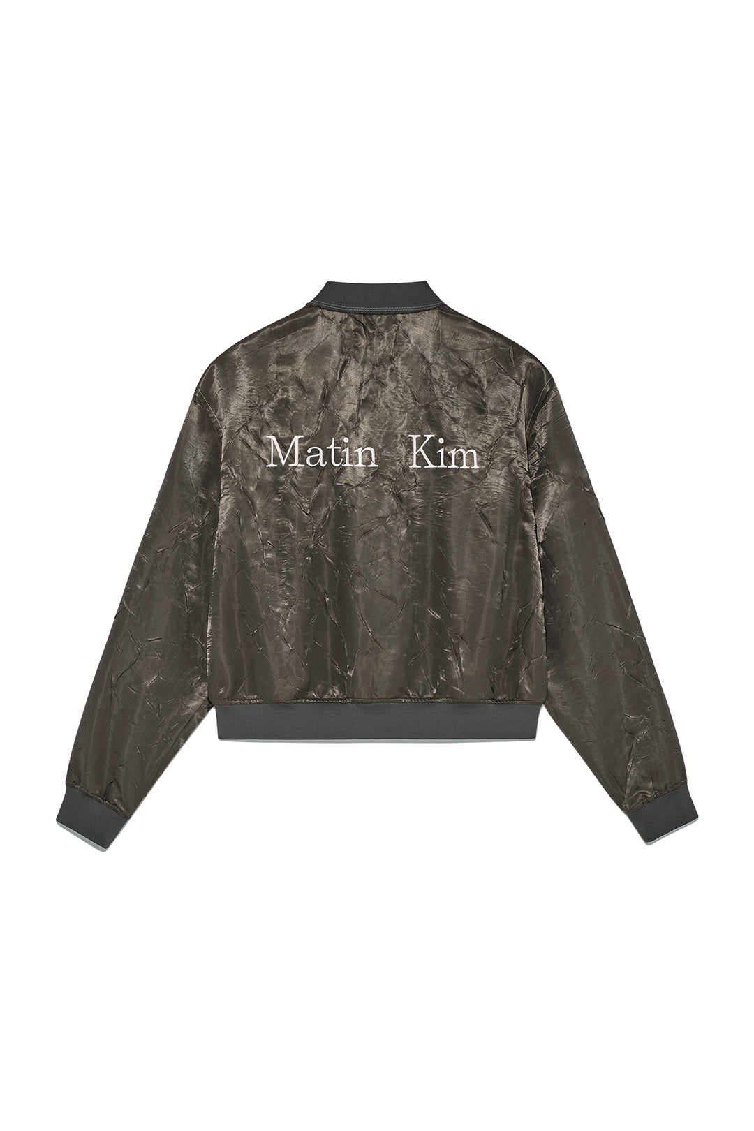 Matin Kim Back Logo Crinkle Blouson — Khaki