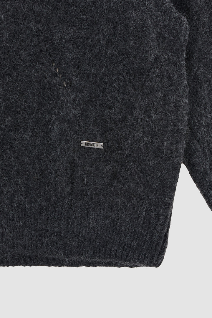 KIMMATIN Bolero Layered Cable Knit Pullover — Charcoal
