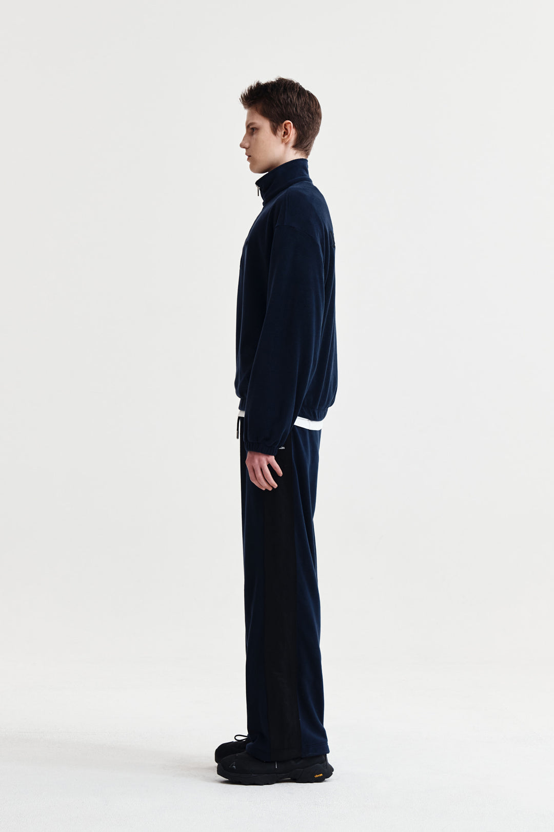 Matin Kim Sherpa Fleece Half-Zip Top — Navy blue