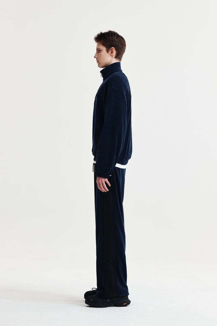 Matin Kim Sherpa Fleece Half-Zip Top — Navy blue