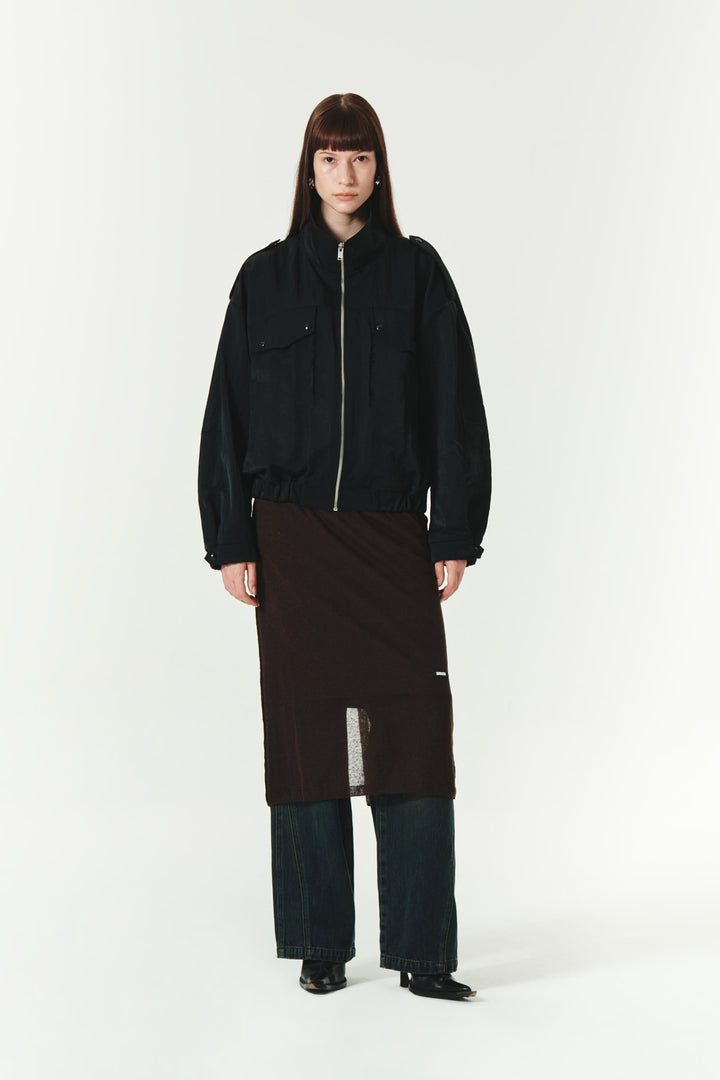 KIMMATIN High Neck Nylon Jumper — Black